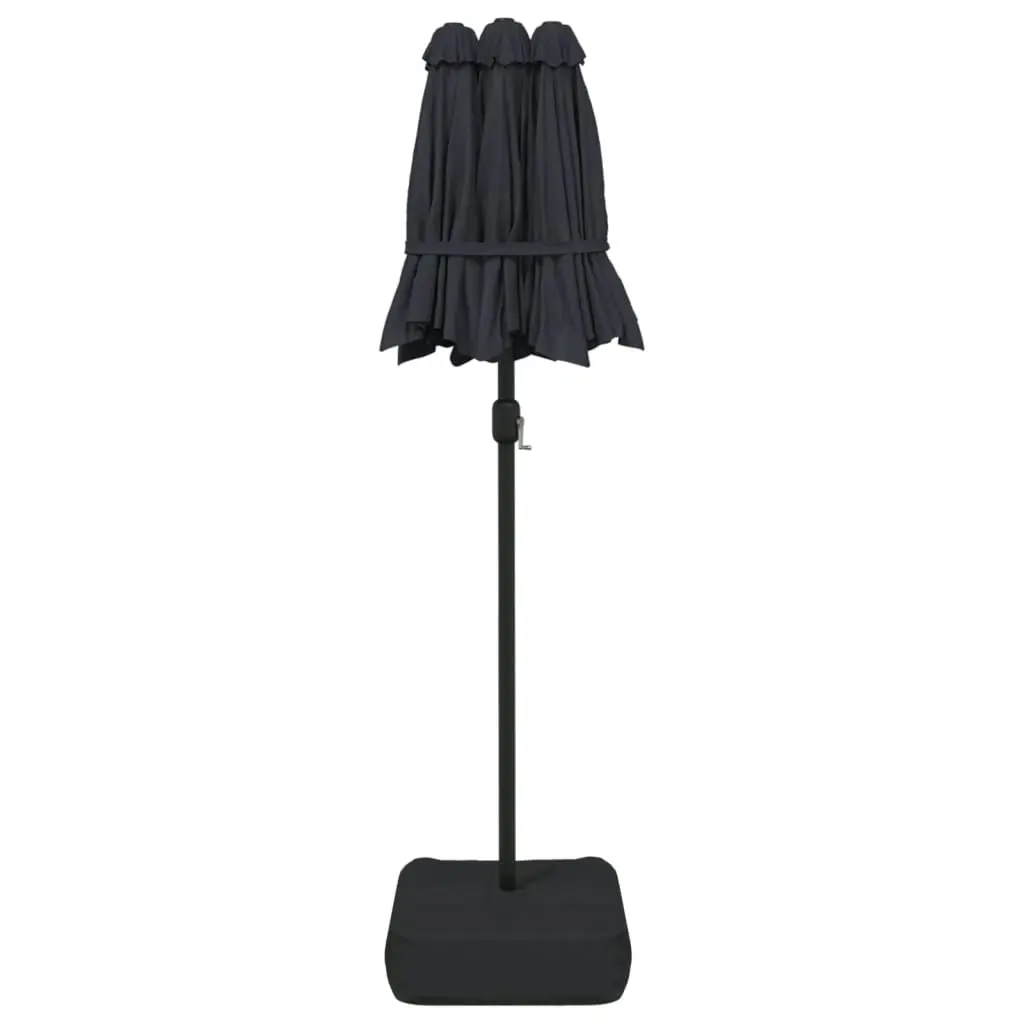 Double-Head Parasol with LEDs Black 316x240 cm 362975