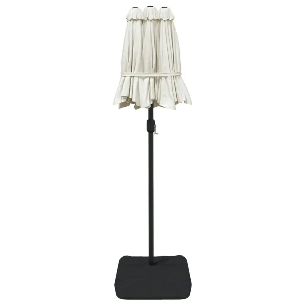 Double-Head Parasol with LEDs Sand White 316x240 cm 362969