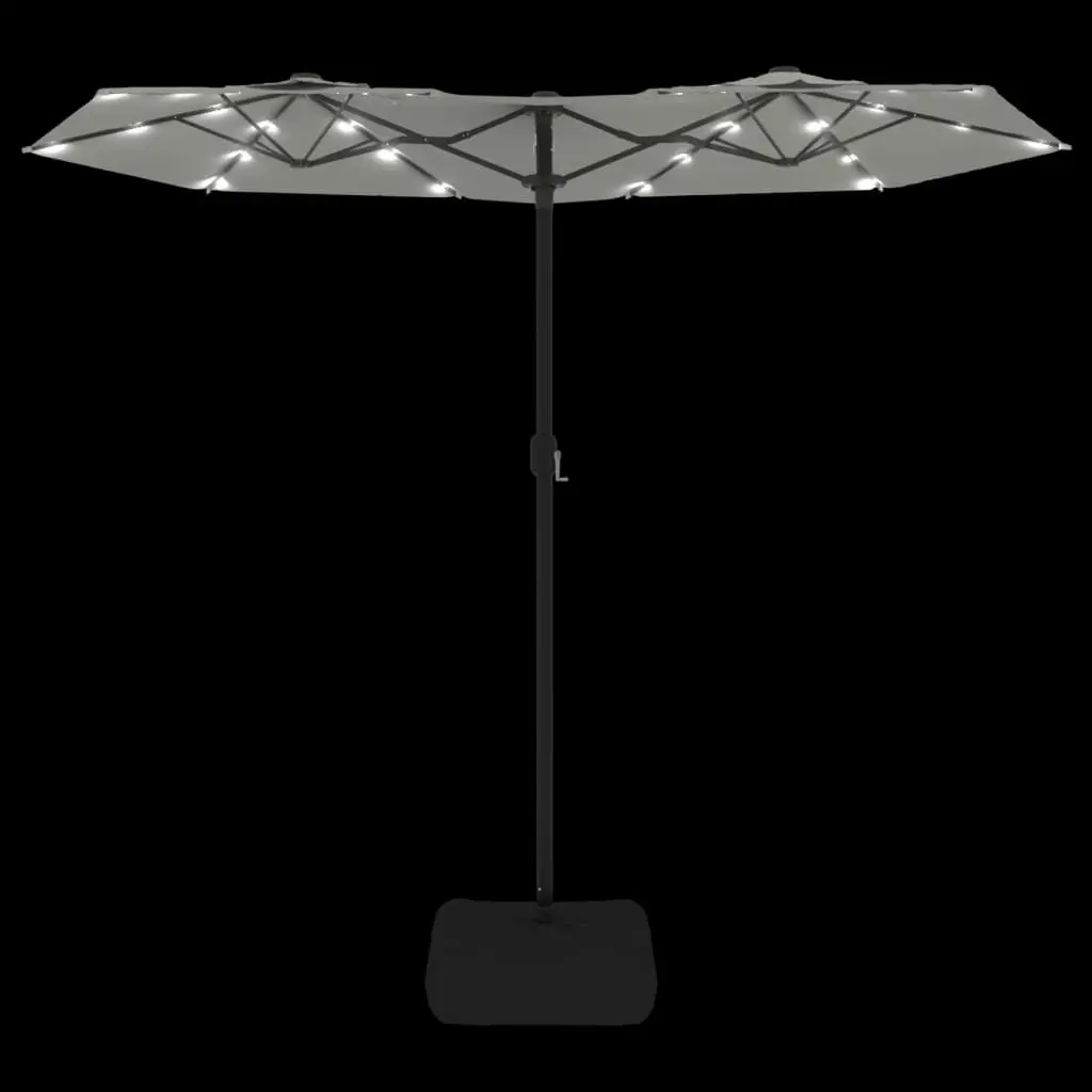 Double-Head Parasol with LEDs Sand White 316x240 cm 362969