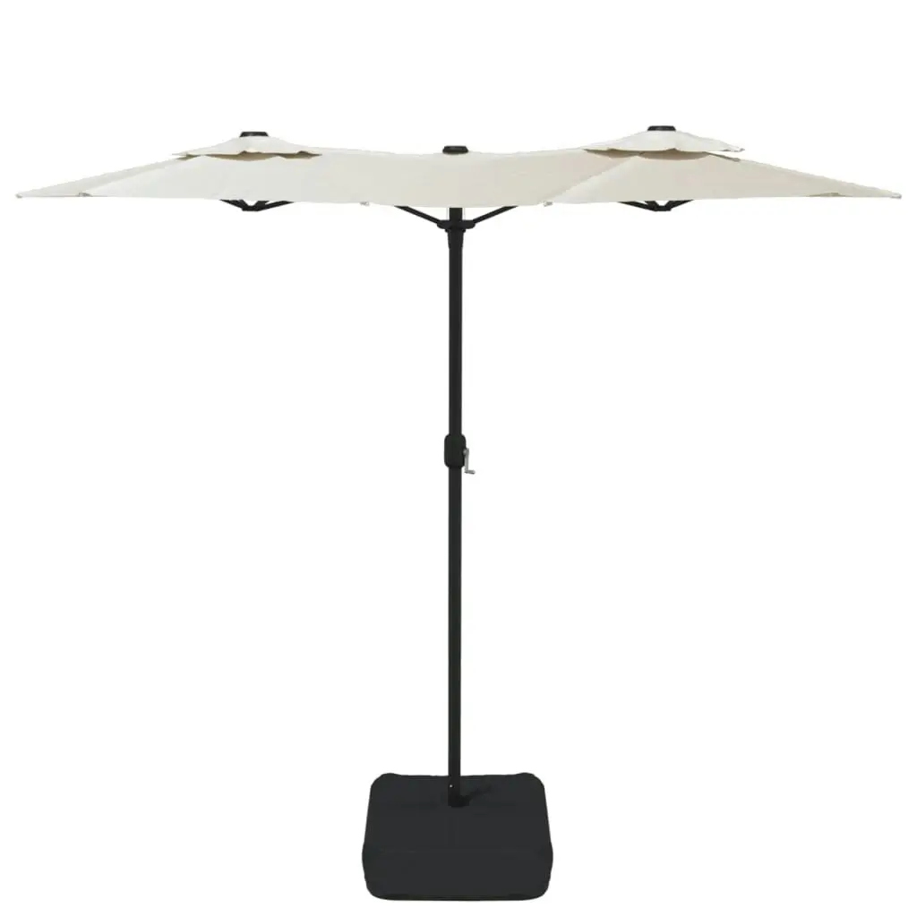 Double-Head Parasol with LEDs Sand White 316x240 cm 362969