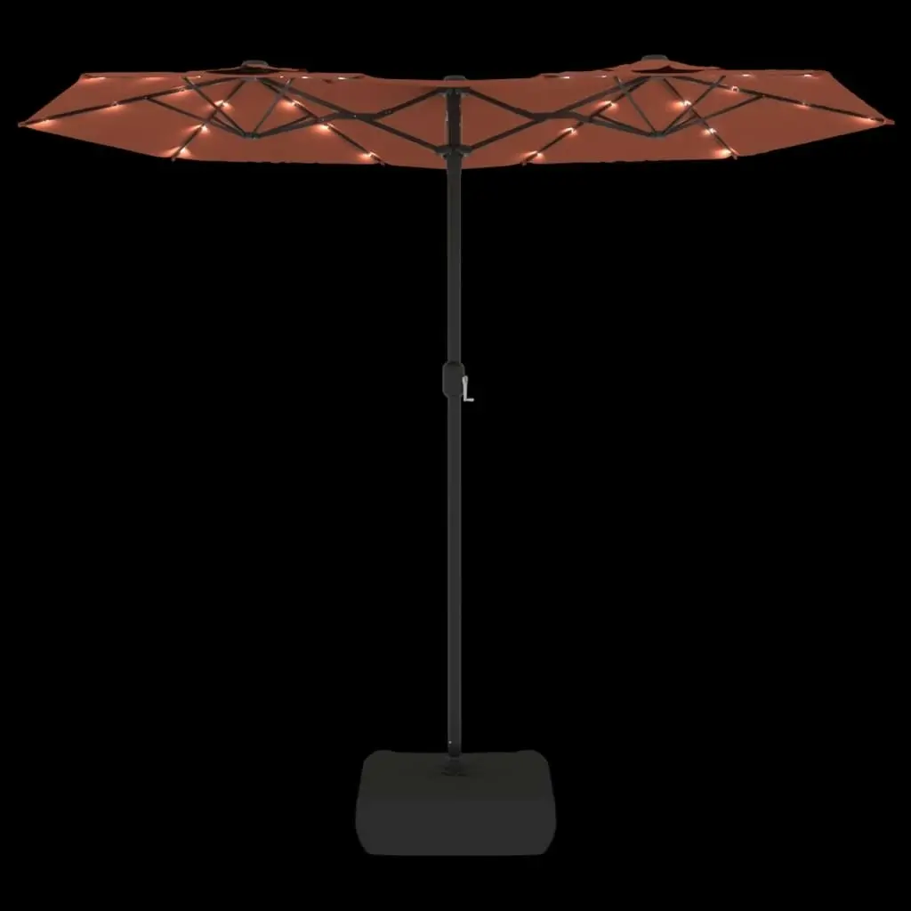 Double-Head Parasol with LEDs Terracotta 316x240 cm 362974