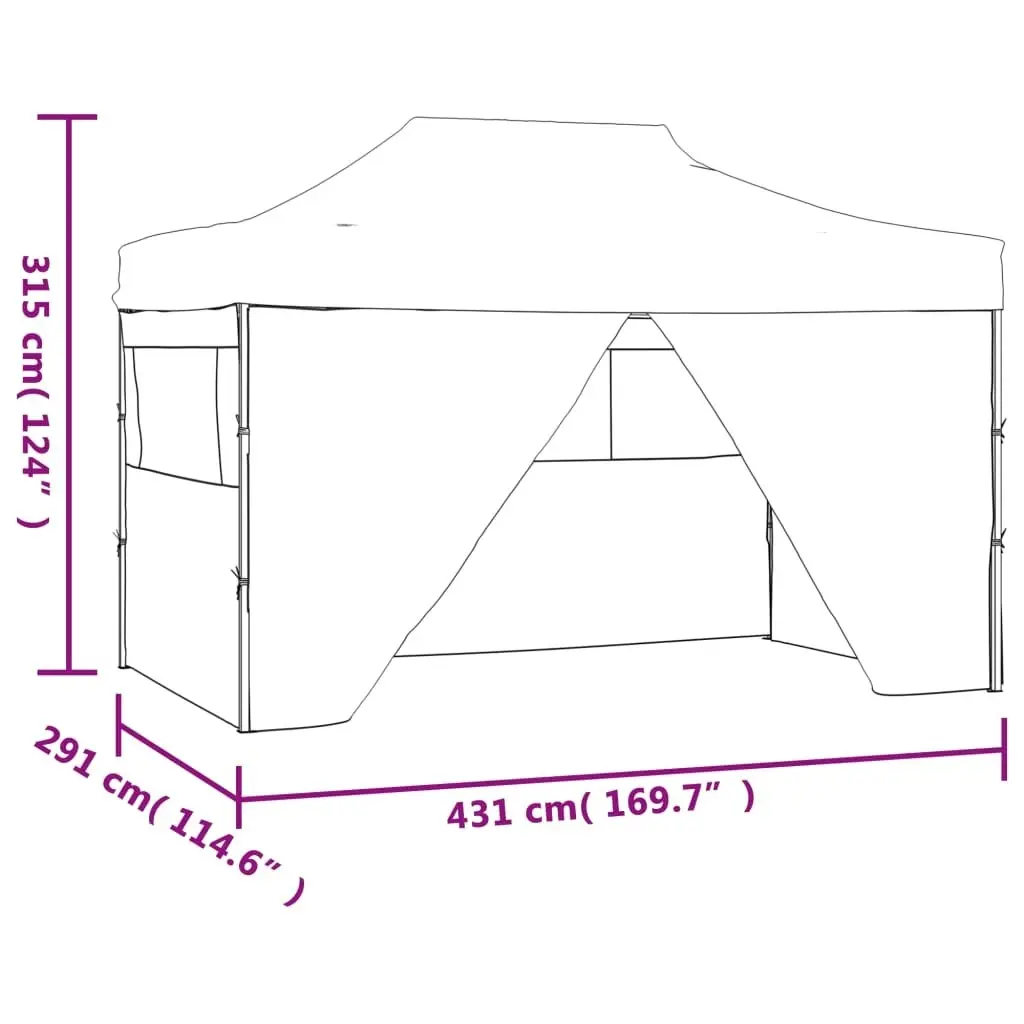 Foldable Tent Pop-Up with 4 Side Walls 3x4.5 m Anthracite 44970