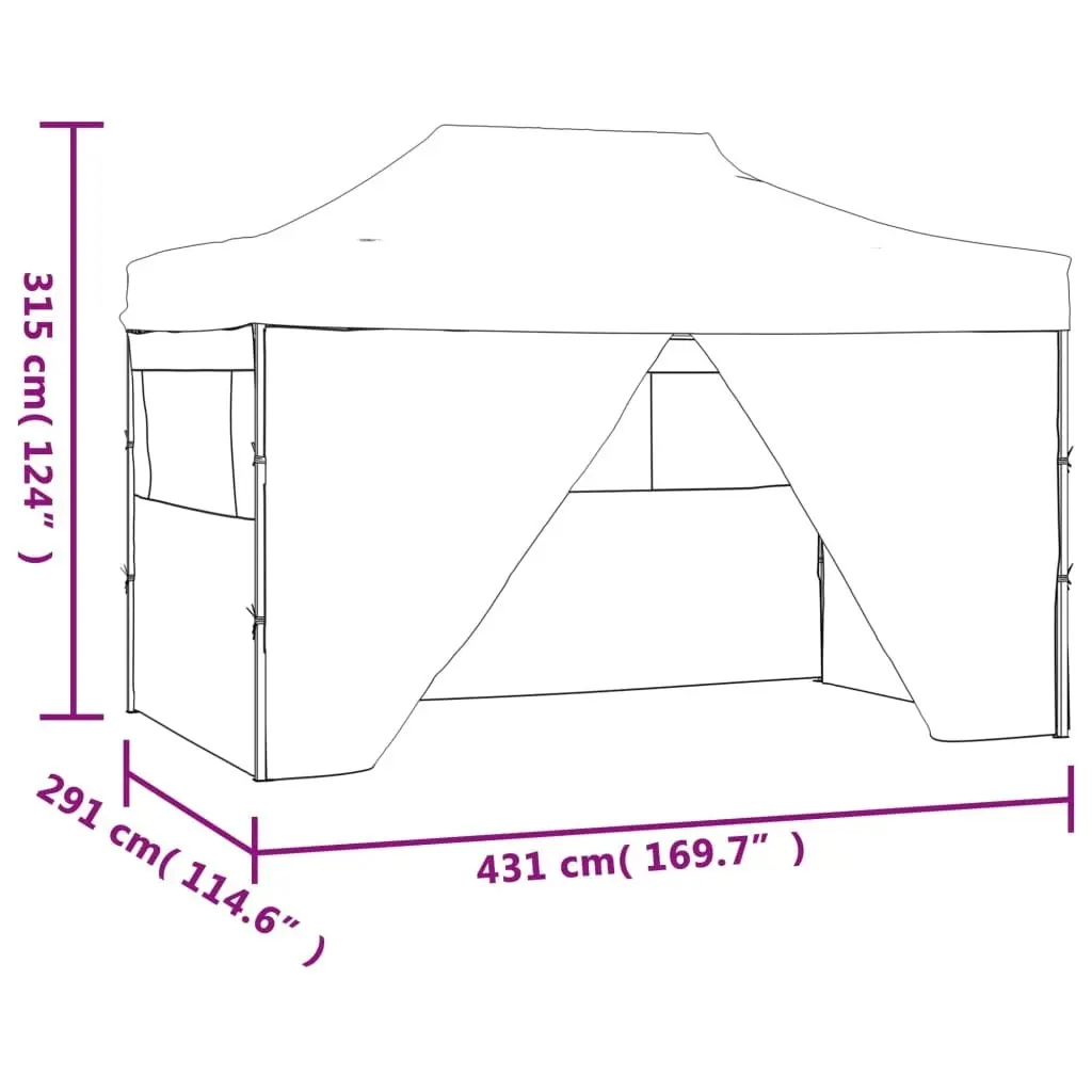 Foldable Tent Pop-Up with 4 Side Walls 3x4.5 m Cream White 42513