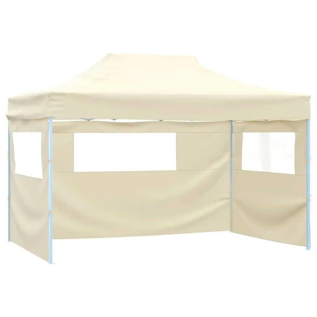 Foldable Tent Pop-Up with 4 Side Walls 3x4.5 m Cream White 42513