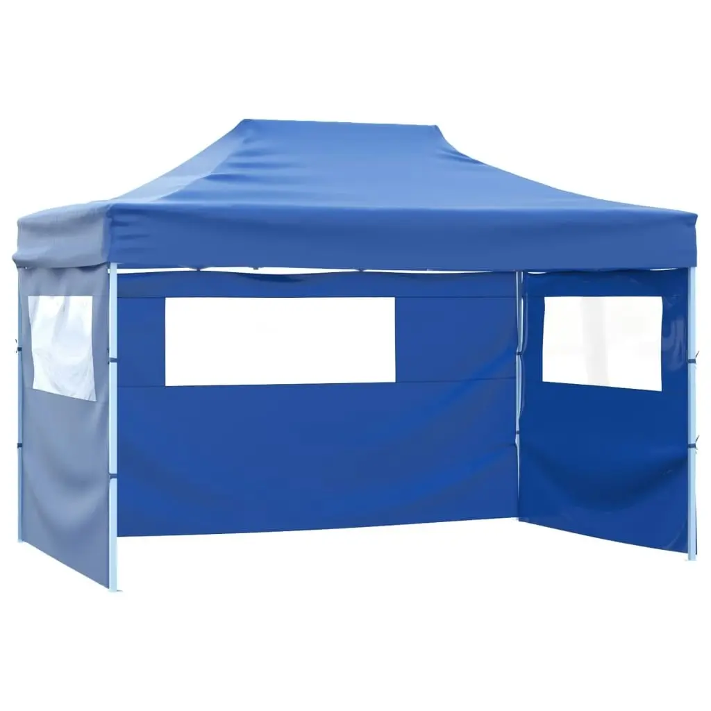 Foldable Tent Pop-Up with 4 Side Walls 3x4.5 m Blue 42512