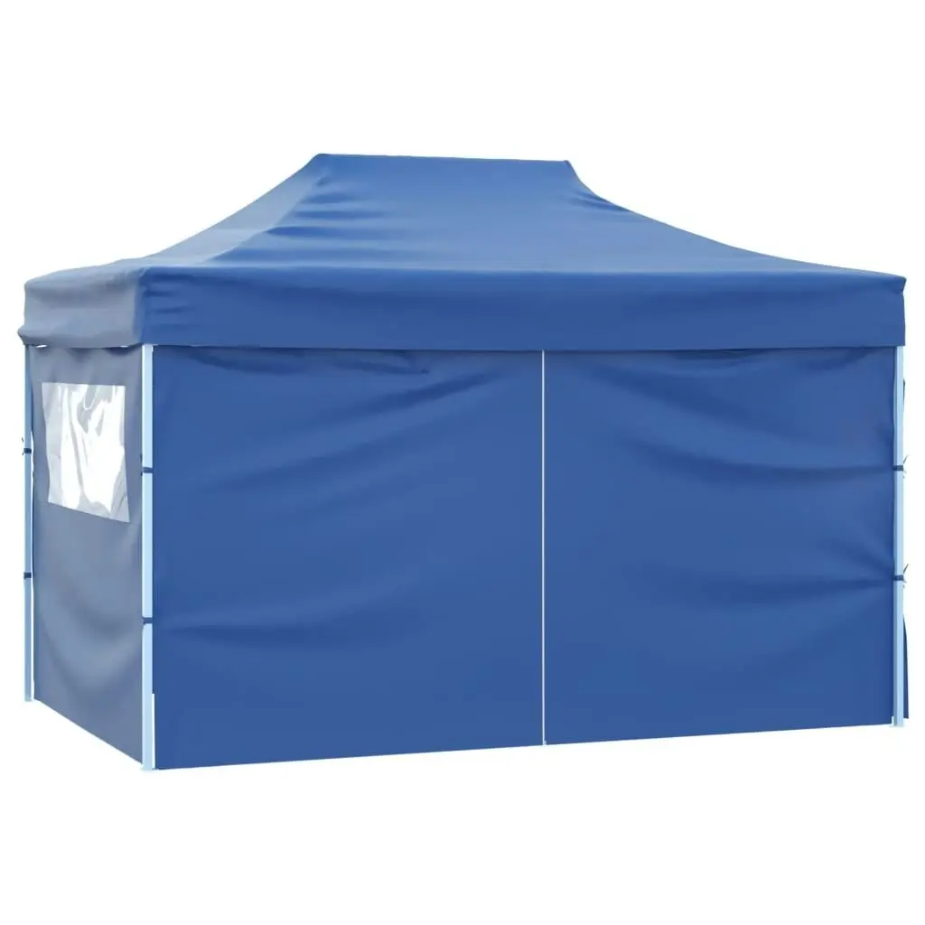 Foldable Tent Pop-Up with 4 Side Walls 3x4.5 m Blue 42512