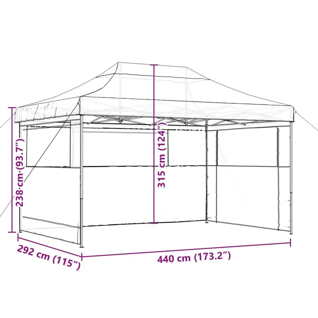 Foldable Party Tent Pop-Up with 3 Sidewalls Beige 4004967