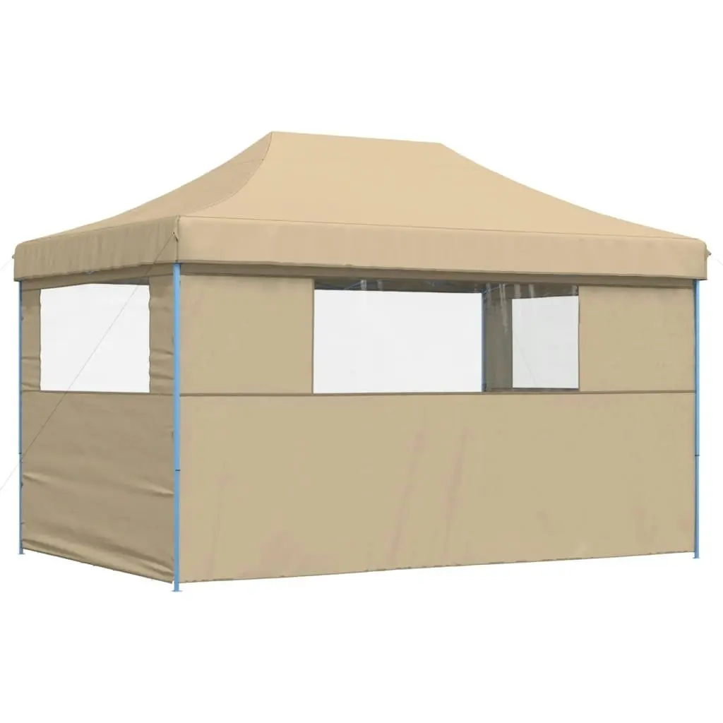 Foldable Party Tent Pop-Up with 3 Sidewalls Beige 4004967