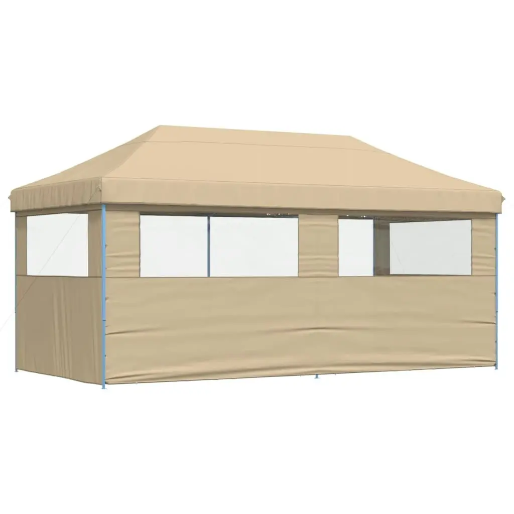 Foldable Party Tent Pop-Up with 3 Sidewalls Beige 4004943