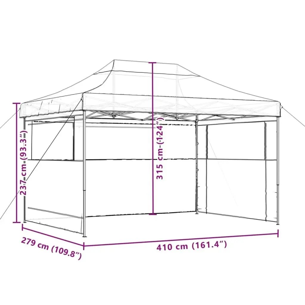 Foldable Party Tent Pop-Up with 3 Sidewalls Beige 4005015