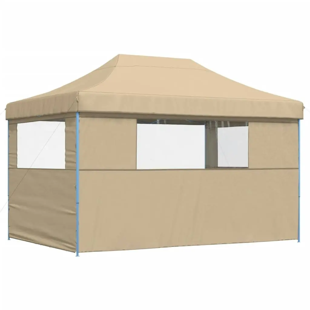 Foldable Party Tent Pop-Up with 3 Sidewalls Beige 4005015