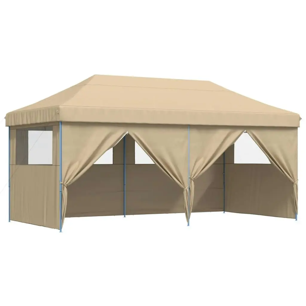 Foldable Party Tent Pop-Up with 4 Sidewalls Beige 4004951