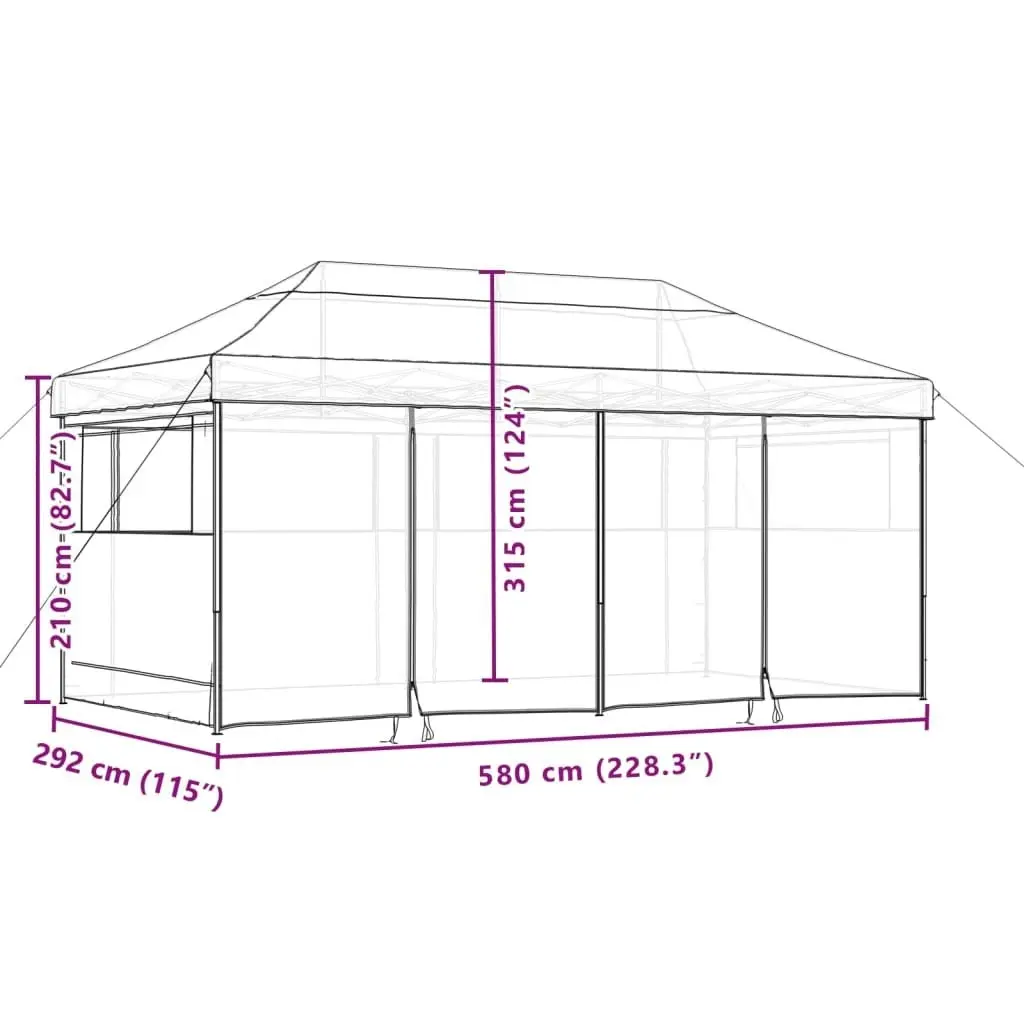 Foldable Party Tent Pop-Up with 4 Sidewalls Beige 4004951