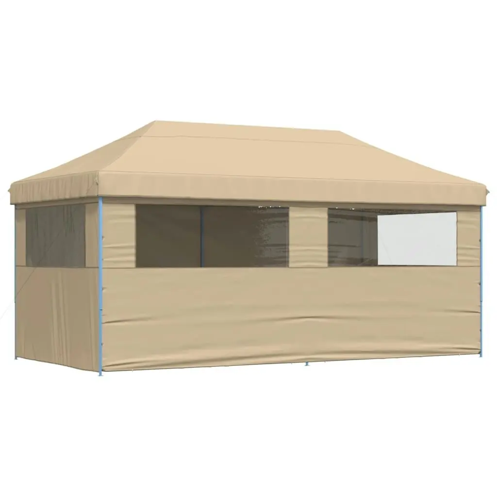 Foldable Party Tent Pop-Up with 4 Sidewalls Beige 4004951