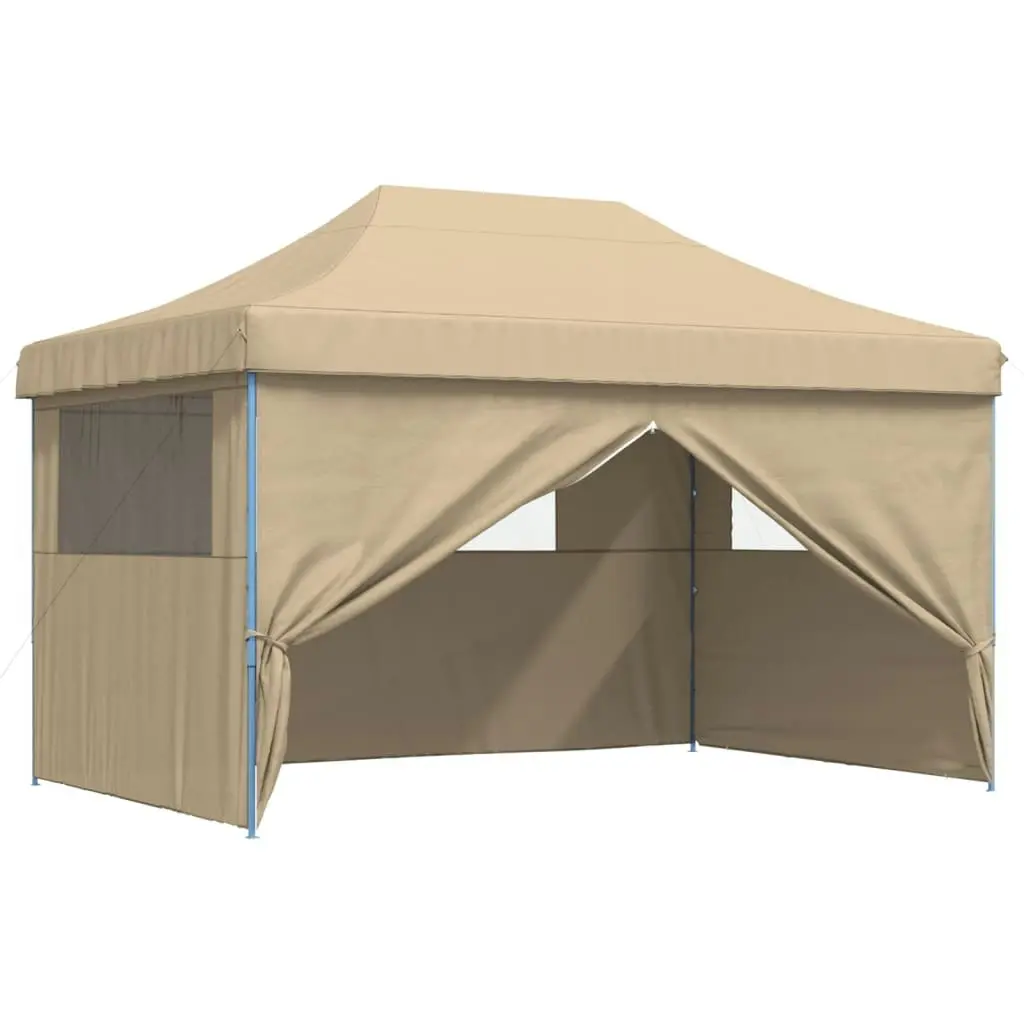 Foldable Party Tent Pop-Up with 4 Sidewalls Beige 4004975