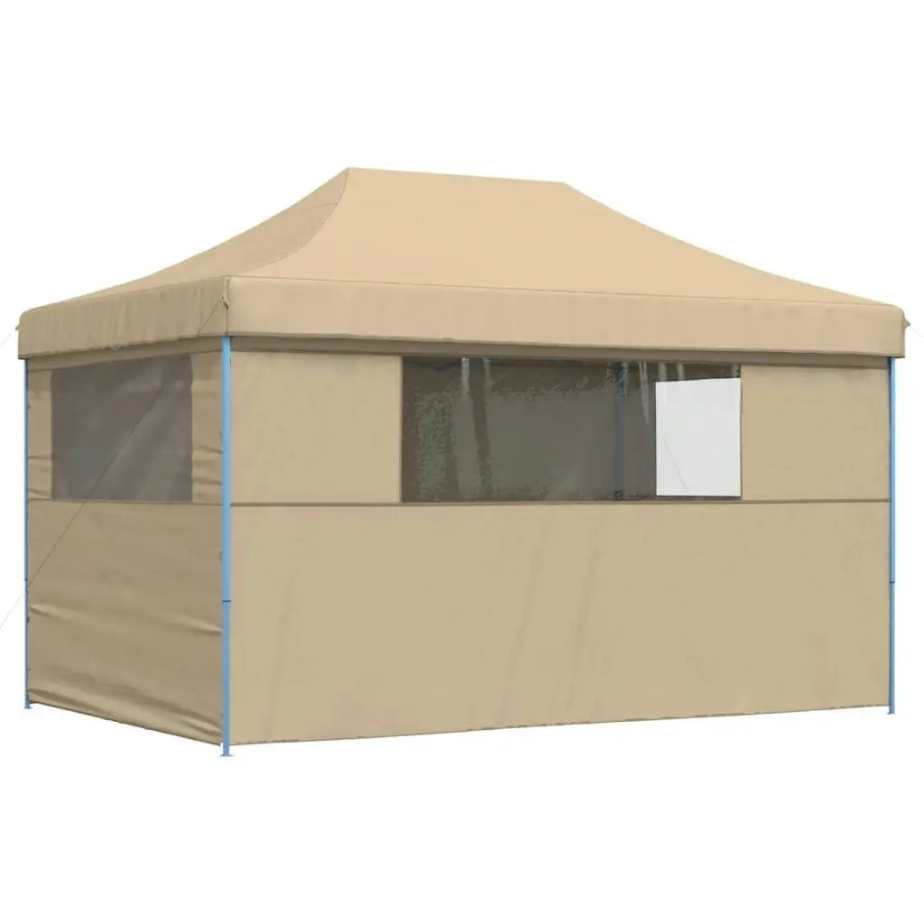 Foldable Party Tent Pop-Up with 4 Sidewalls Beige 4004975