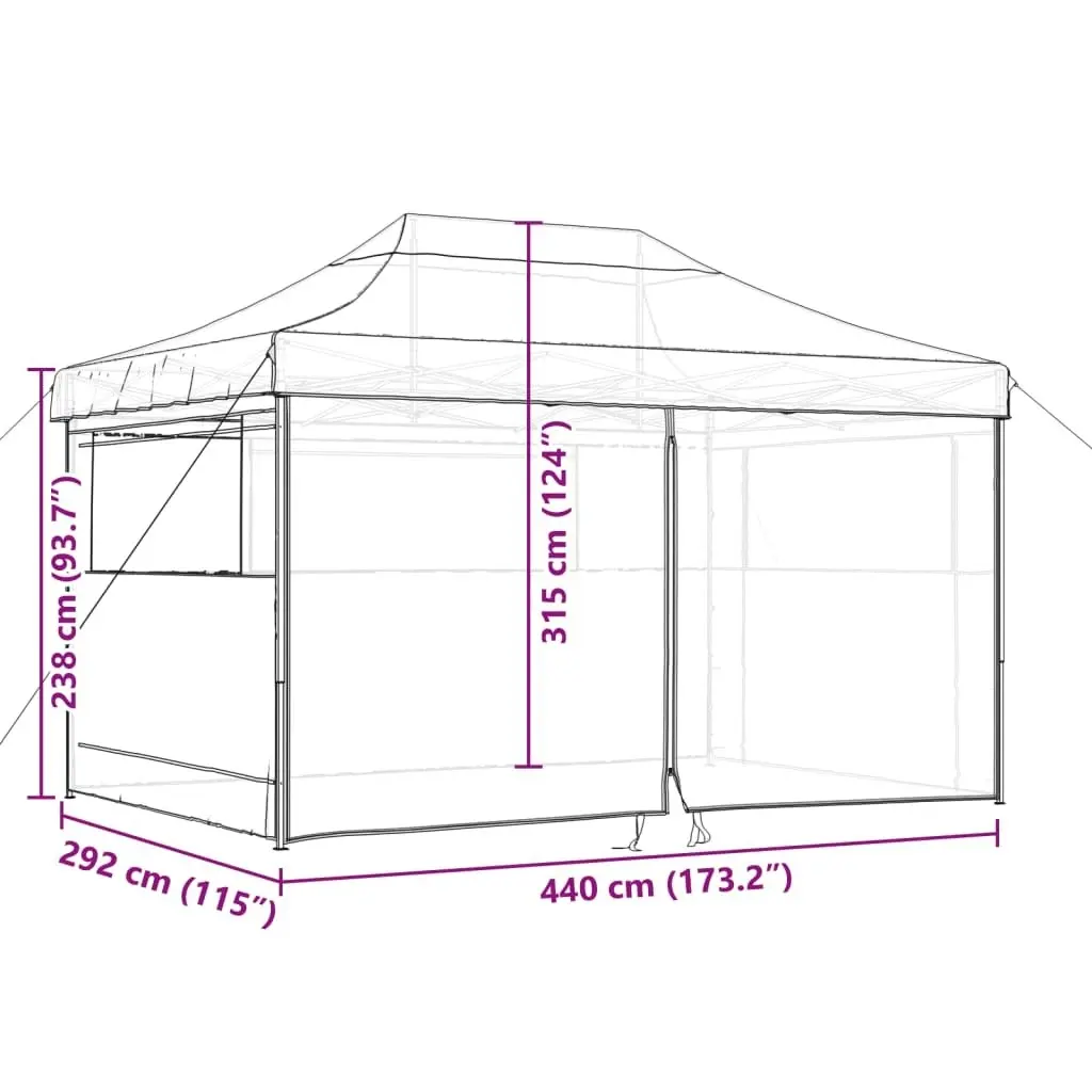 Foldable Party Tent Pop-Up with 4 Sidewalls Beige 4004975