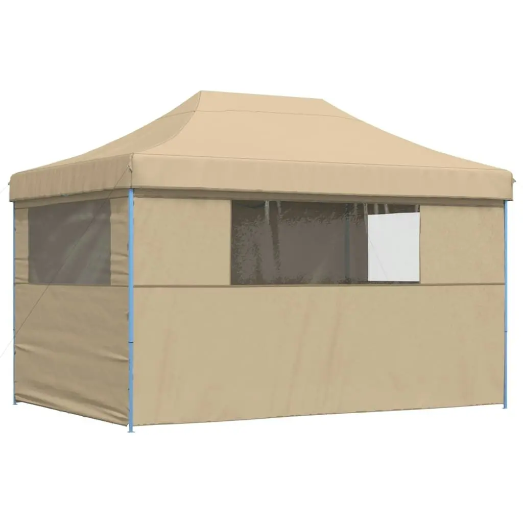 Foldable Party Tent Pop-Up with 4 Sidewalls Beige 4005023