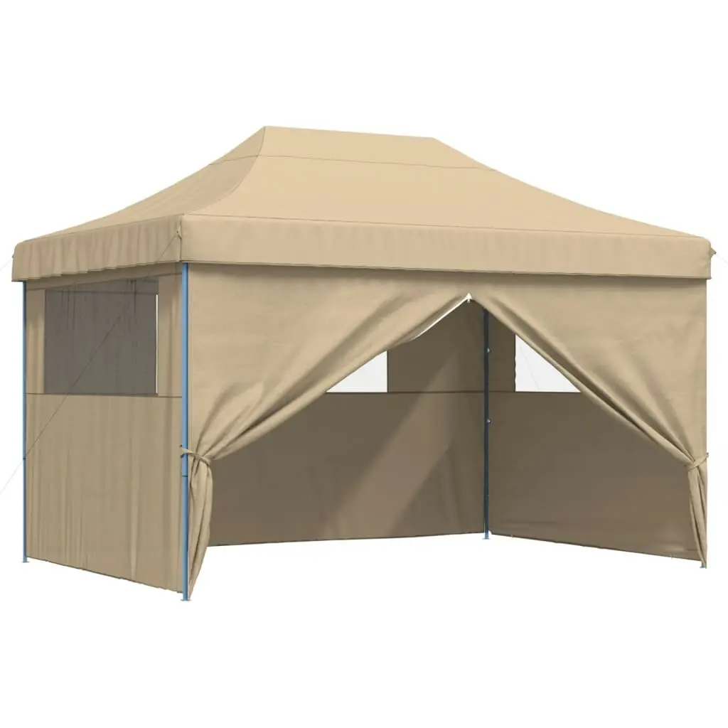 Foldable Party Tent Pop-Up with 4 Sidewalls Beige 4005023