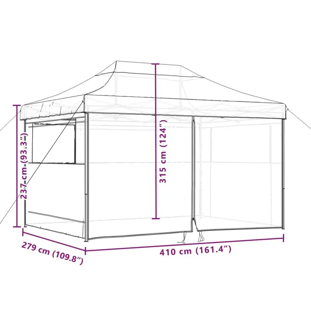 Foldable Party Tent Pop-Up with 4 Sidewalls Beige 4005023