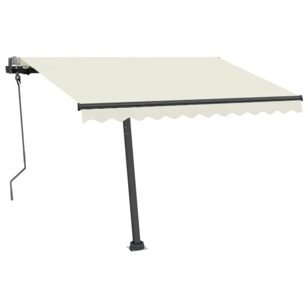 Freestanding Manual Retractable Awning 300x250 cm Cream 3069697