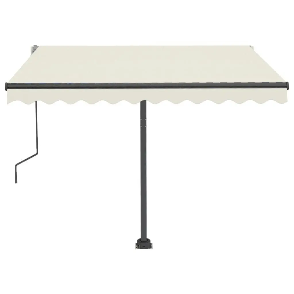 Freestanding Manual Retractable Awning 300x250 cm Cream 3069697