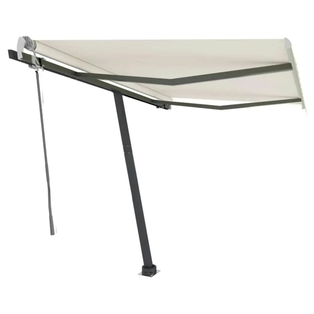 Freestanding Manual Retractable Awning 300x250 cm Cream 3069697