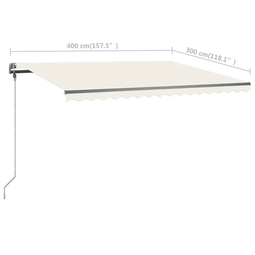 Freestanding Manual Retractable Awning 400x300 cm Cream 3069737