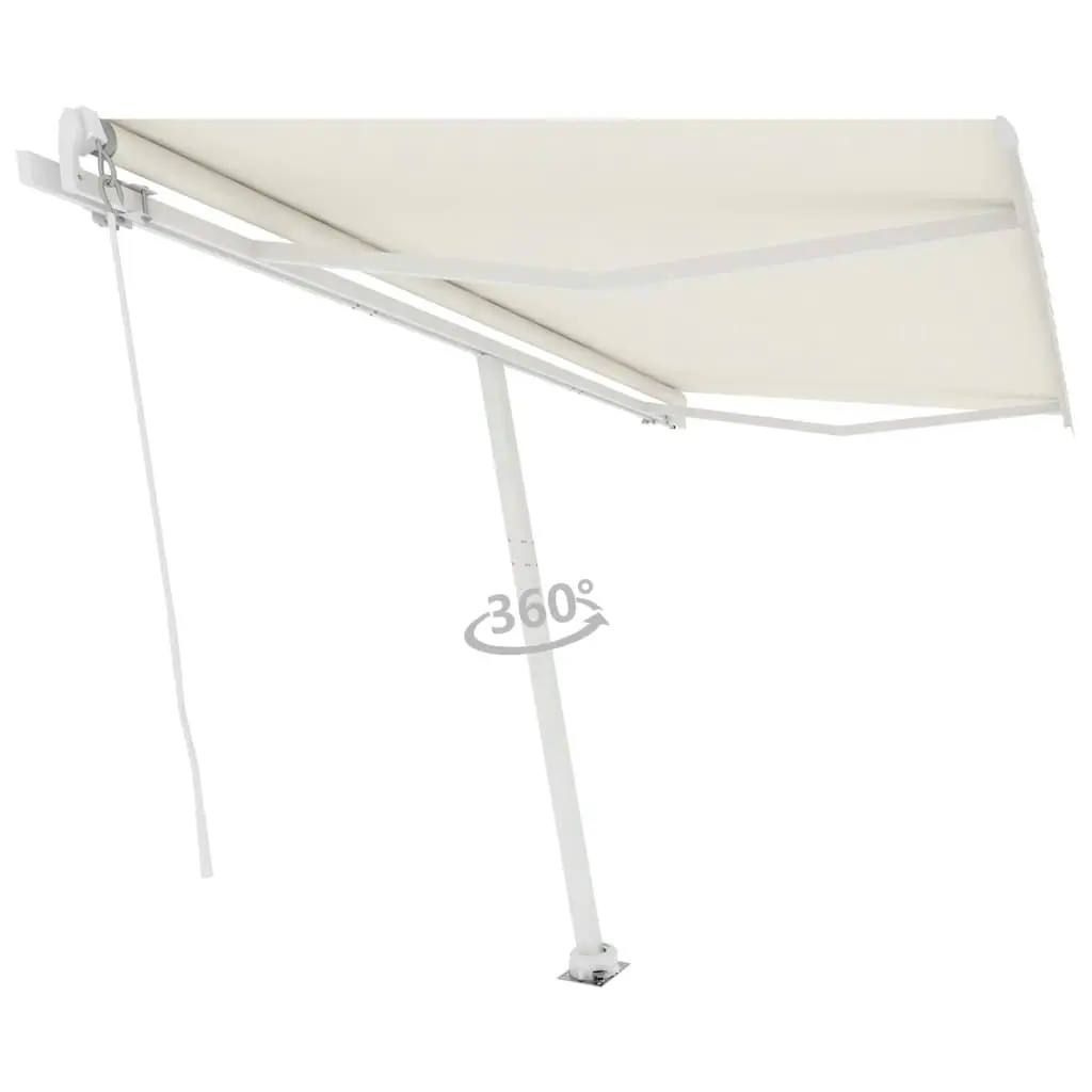 Freestanding Manual Retractable Awning 400x300 cm Cream 3069537