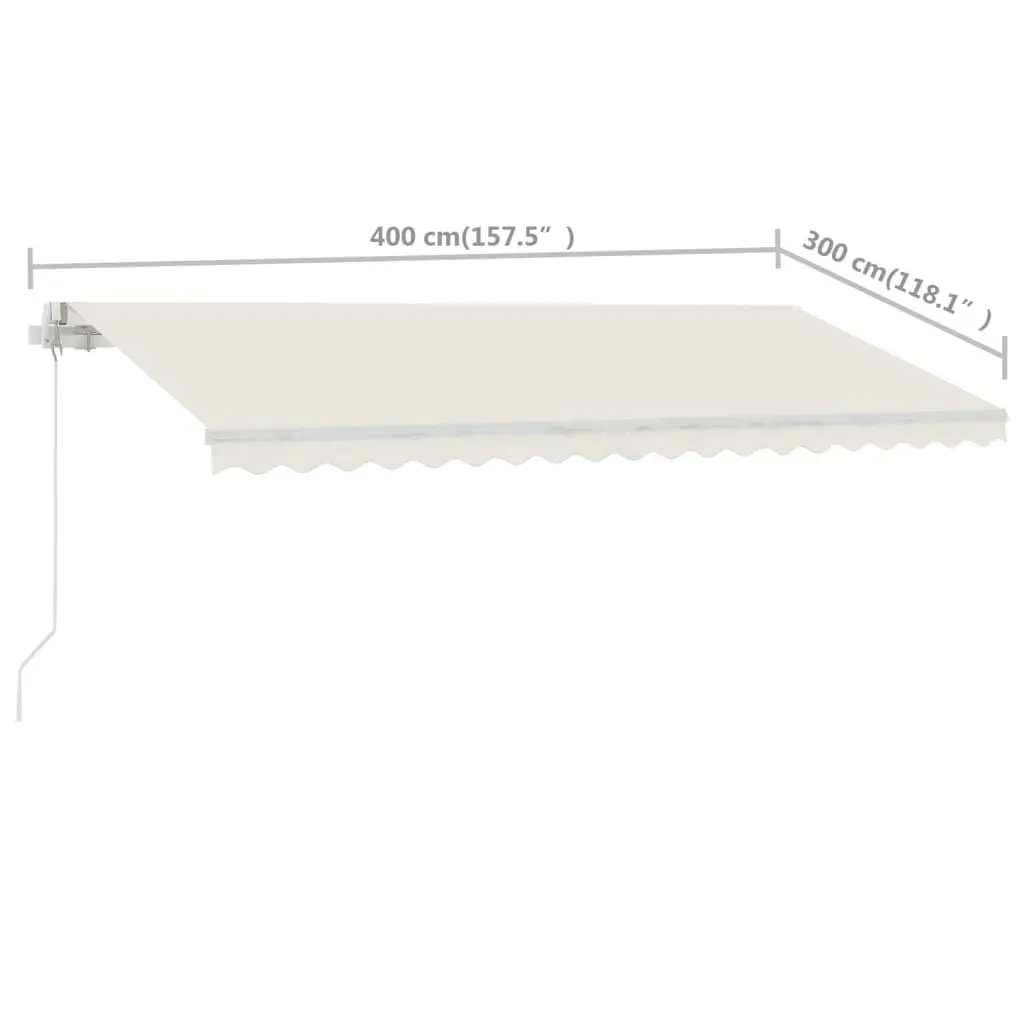 Freestanding Manual Retractable Awning 400x300 cm Cream 3069537