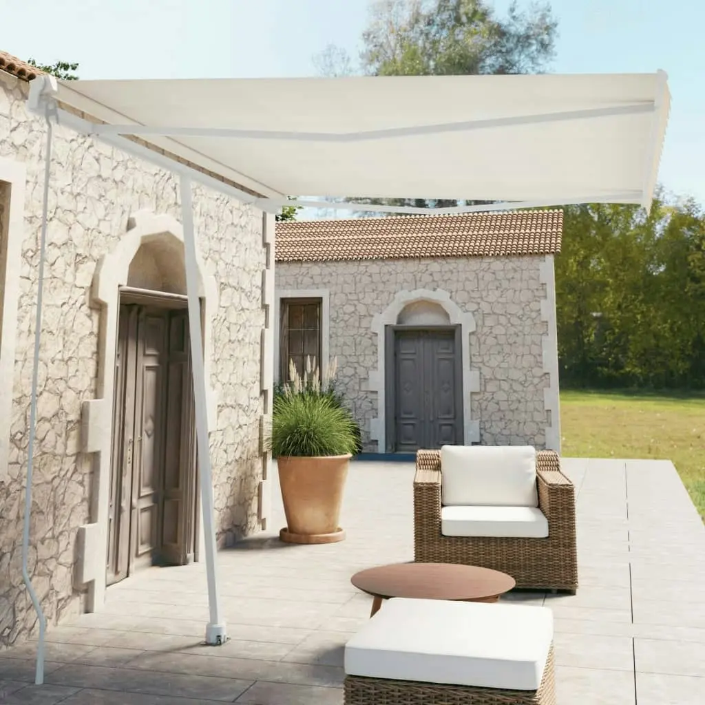 Freestanding Manual Retractable Awning 300x250 cm Cream 3069497