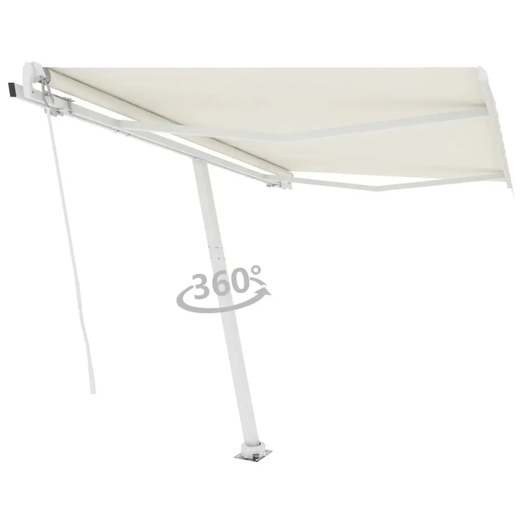 Freestanding Manual Retractable Awning 300x250 cm Cream 3069497