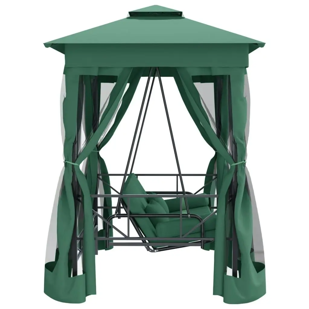 Garden Gazebo with Convertible Swing Bench Green Fabric&Steel 363327