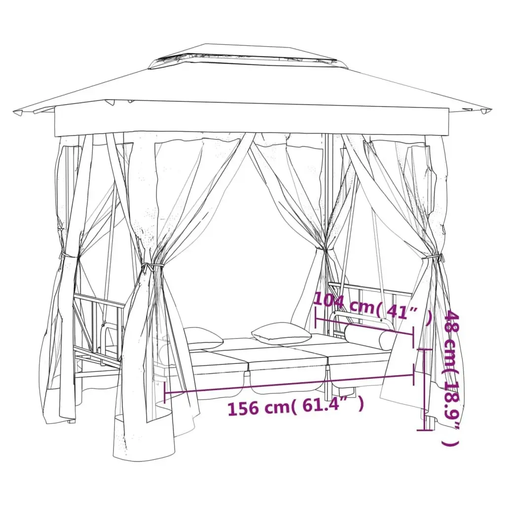 Garden Gazebo with Convertible Swing Bench Green Fabric&Steel 363327