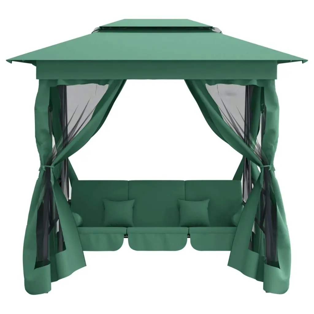 Garden Gazebo with Convertible Swing Bench Green Fabric&Steel 363327