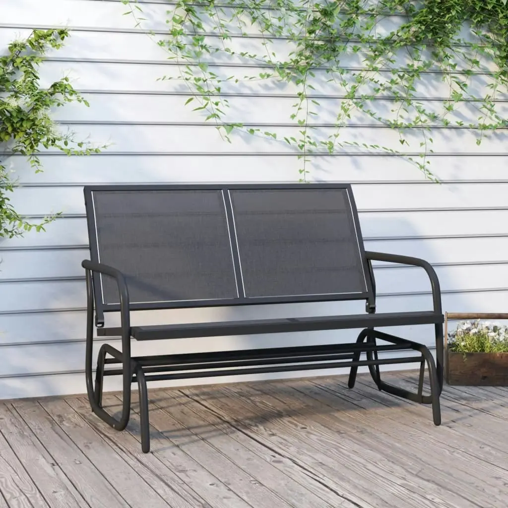 Garden Glider Bench Black 120.5x76x86.5 cm Textilene&Steel 362708