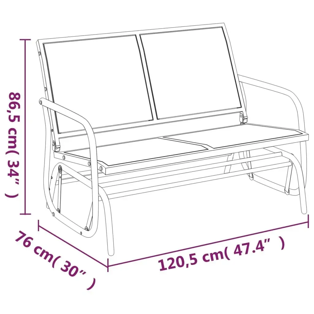 Garden Glider Bench Black 120.5x76x86.5 cm Textilene&Steel 362708