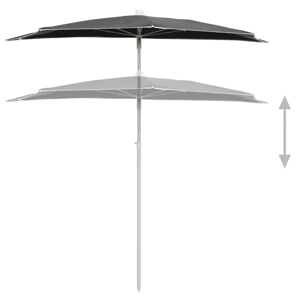 Garden Half Parasol with Pole 180x90 cm Anthracite 315561