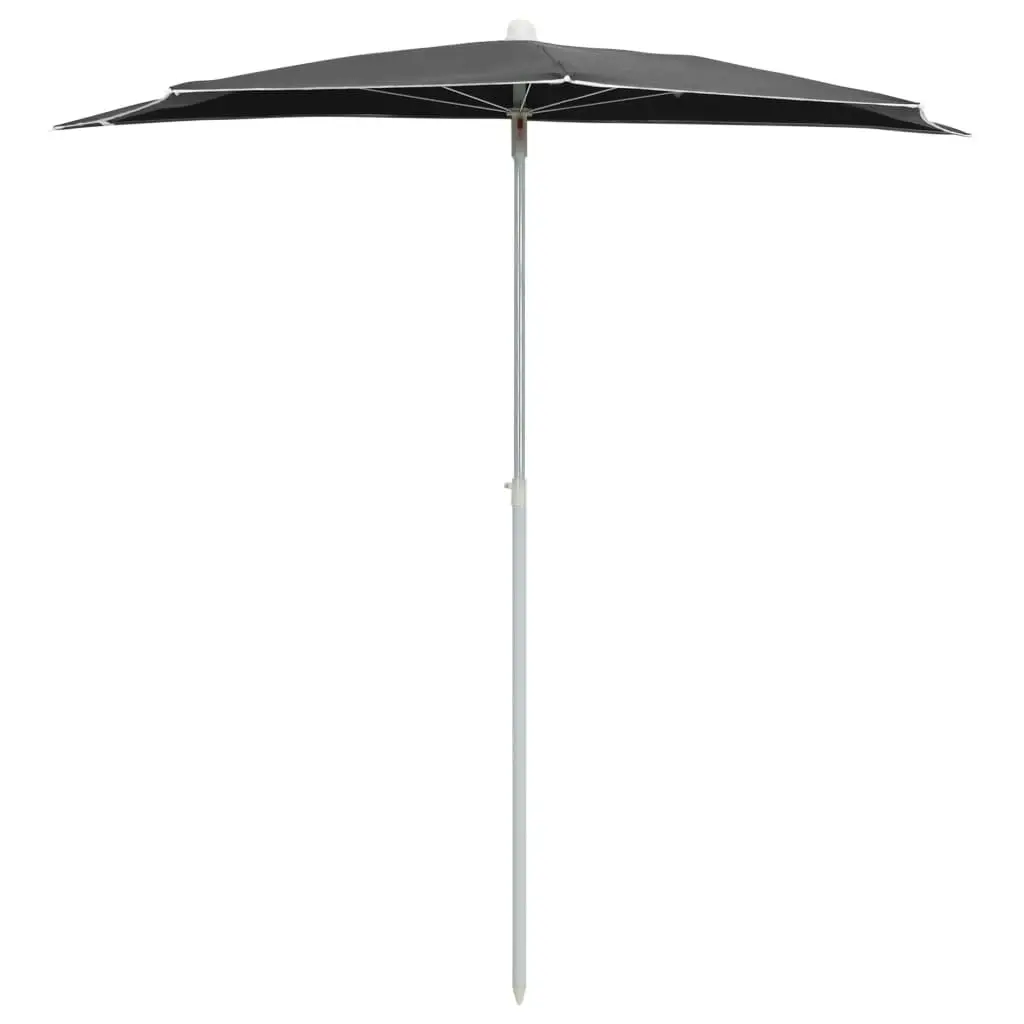 Garden Half Parasol with Pole 180x90 cm Anthracite 315561