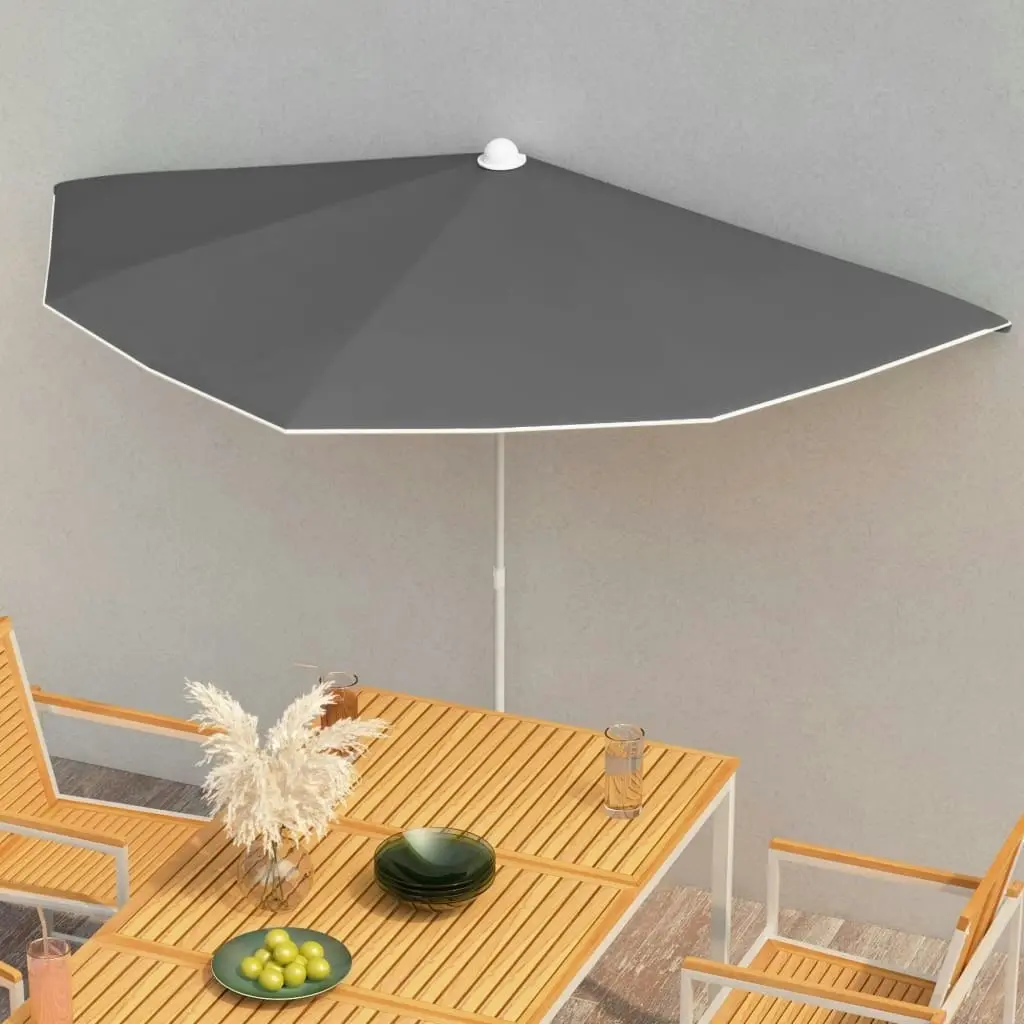 Garden Half Parasol with Pole 180x90 cm Anthracite 315561