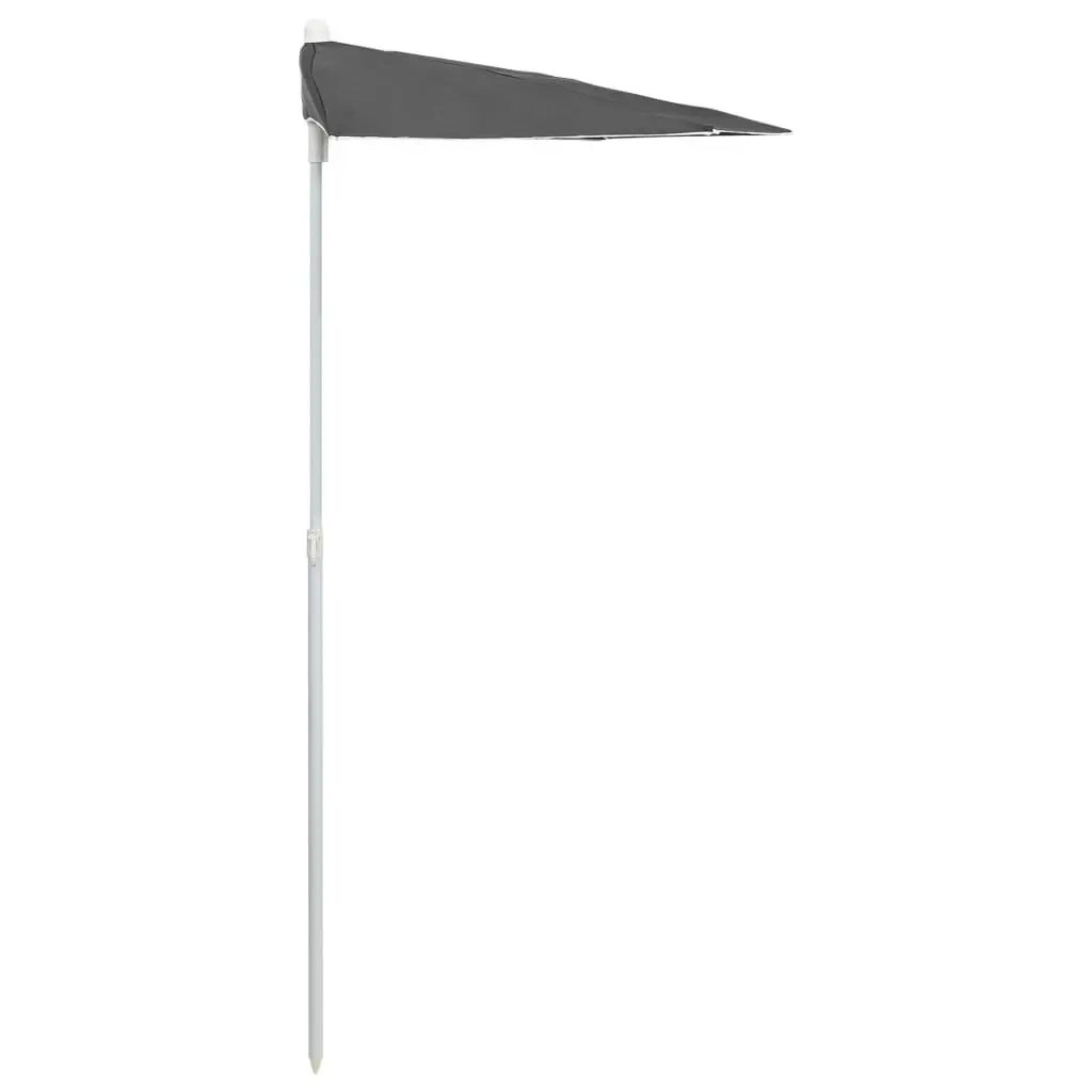 Garden Half Parasol with Pole 180x90 cm Anthracite 315561