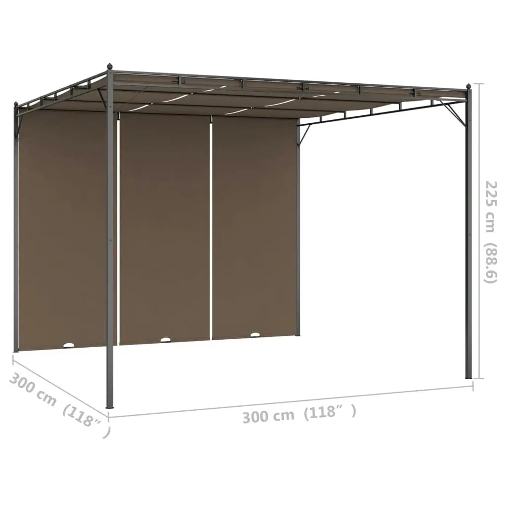 Garden Gazebo with Side Curtain 3x3x2.25 m Taupe 312263