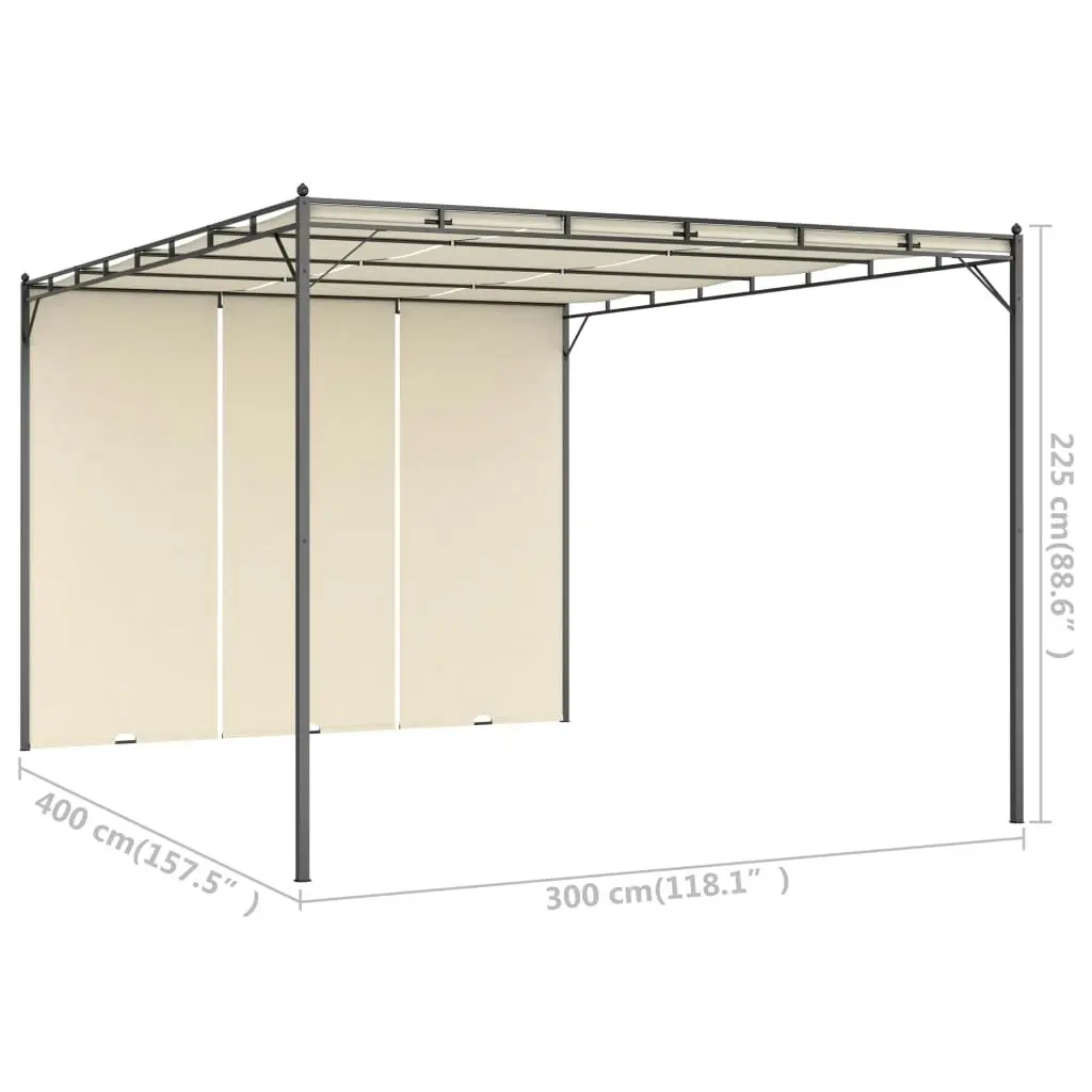 Garden Gazebo with Side Curtain 4x3x2.25 m Cream 47994