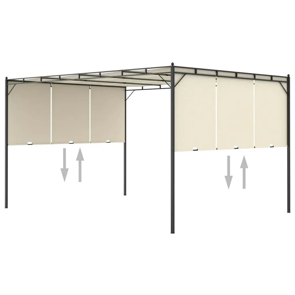 Garden Gazebo with Side Curtain 4x3x2.25 m Cream 47994