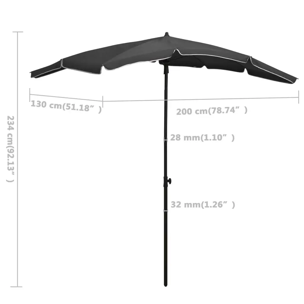 Garden Parasol with Pole 200x130 cm Anthracite 315553