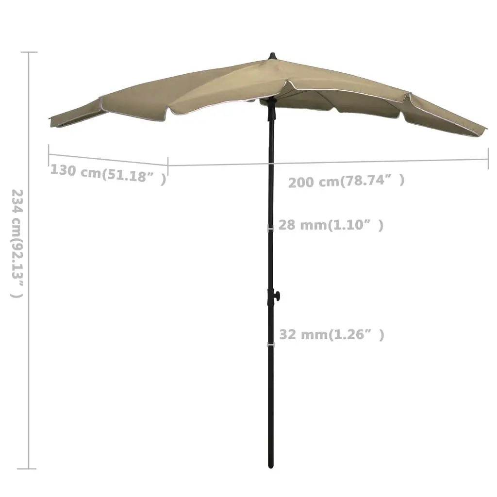 Garden Parasol with Pole 200x130 cm Taupe 315554