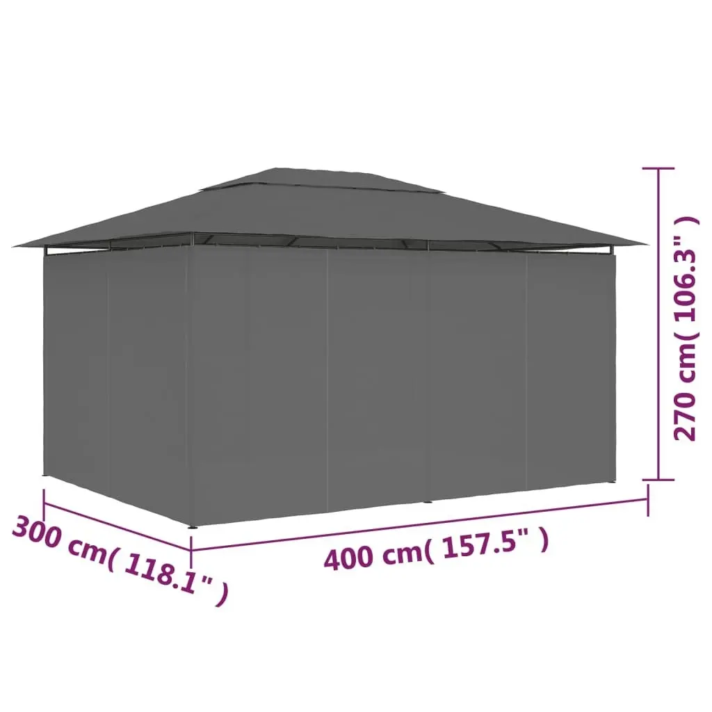 Garden Marquee with Curtains 4x3 m Anthracite 47960