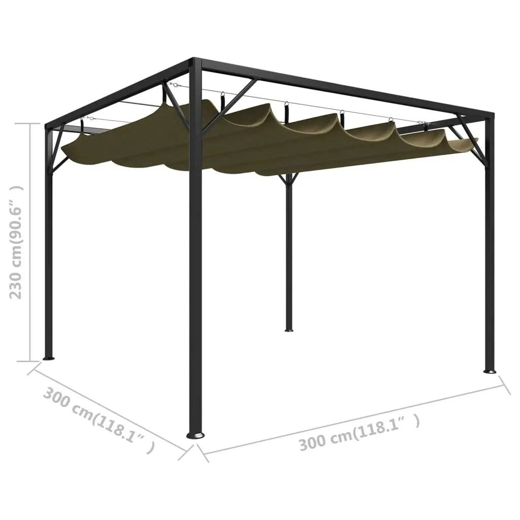 Garden Gazebo with Retractable Roof 3x3 m Taupe 180 g/m?? 312220