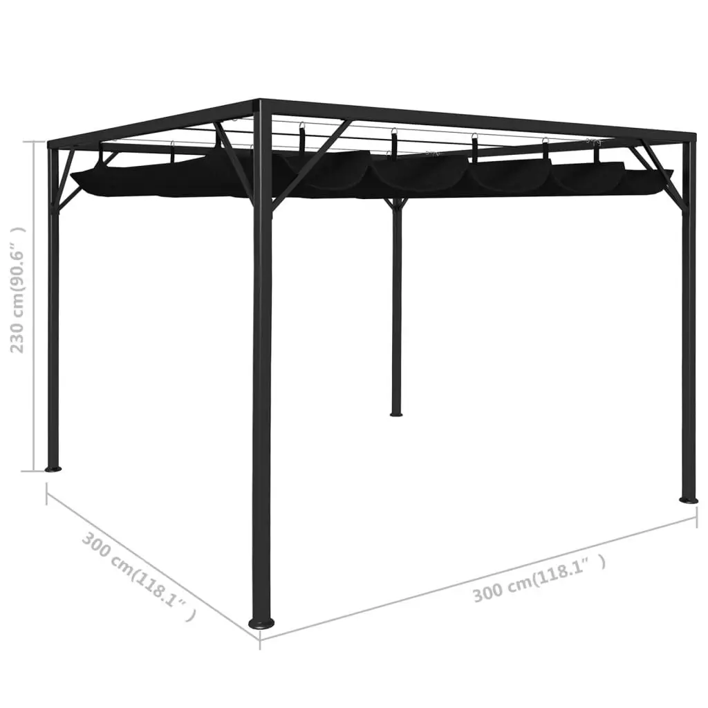 Garden Gazebo with Retractable Roof Canopy 3x3 m Anthracite 47954