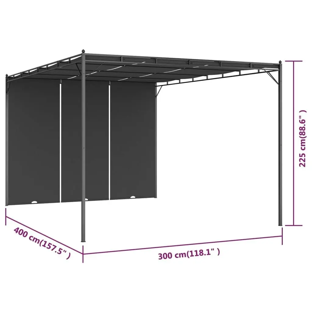 Garden Gazebo with Side Curtain 4x3x2.25 m Anthracite 47996